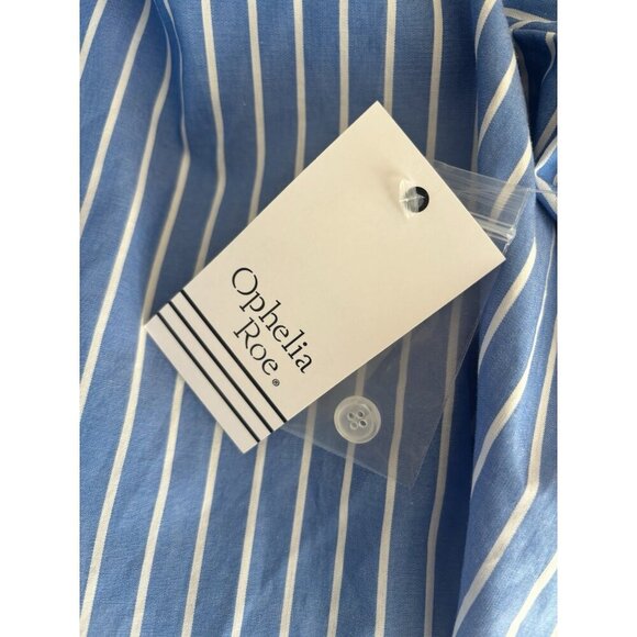 NWT Ophelia Roe Plus Size 3X Blue White Plaid Blouse Puff Sleeves Cotton - Picture 5 of 6